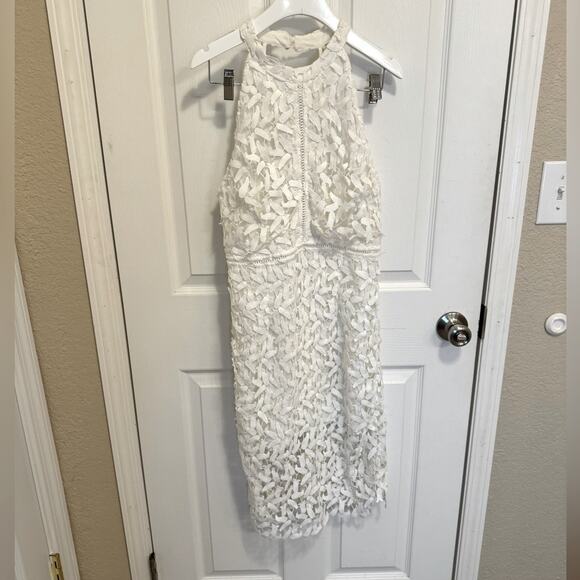 NWT Blushing Heart Lace High Neck Semi-Formal Mini Dress White size Large - Picture 1 of 7